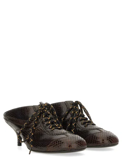 Dries Van Noten Women Leather Slip-on Mules In Brown