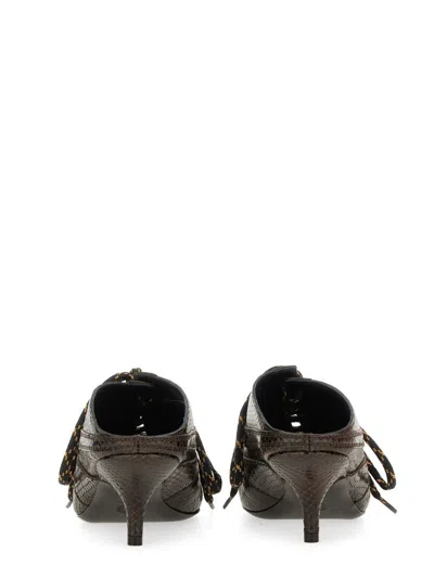 Dries Van Noten Women Leather Slip-on Mules In Brown