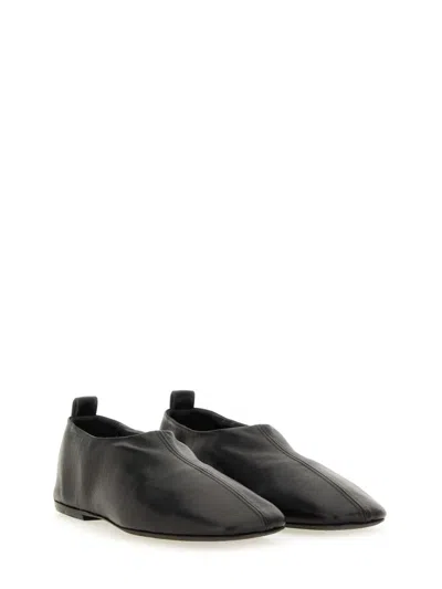 Dries Van Noten Pointed Toe Black Leather Loafers In Multi