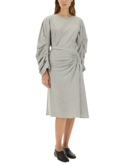 Dries Van Noten Draped Midi Skirt Side Detail In Gray