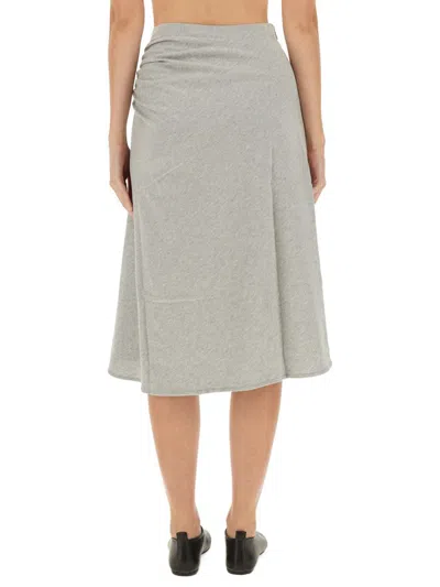 Dries Van Noten Draped Midi Skirt Side Detail In Gray