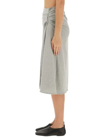 Dries Van Noten Draped Midi Skirt Side Detail In Gray