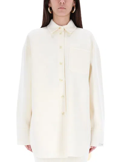 Sportmax Oversized Riber Wool Shirt In Neutral
