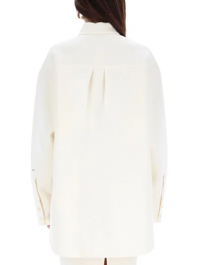 Sportmax Oversized Riber Wool Shirt In Neutral