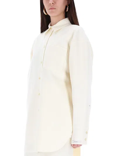 Sportmax Oversized Riber Wool Shirt In Neutral
