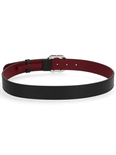 Gucci Reversible Textured Belt Adjustable Length In Black