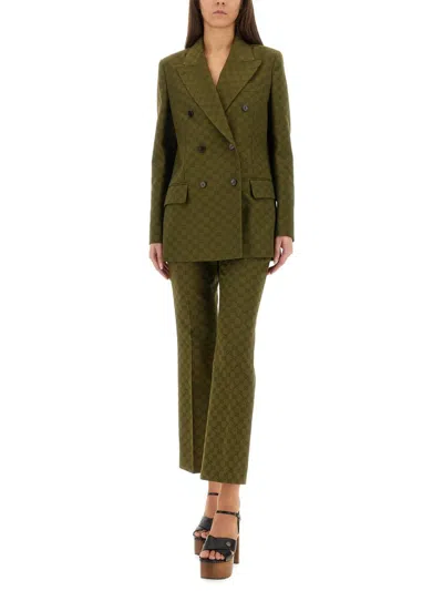 Gucci Gg Fabric Double-breasted Jacket In Green