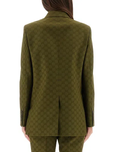 Gucci Gg Fabric Double-breasted Jacket In Green