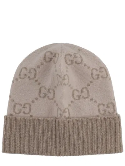 Gucci Jacquard Patterned Hat Turn-up Brim In Brown