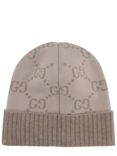 Gucci Jacquard Patterned Hat Turn-up Brim In Brown
