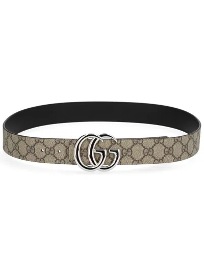 Gucci Reversible Belt "gg Marmont" In Gray