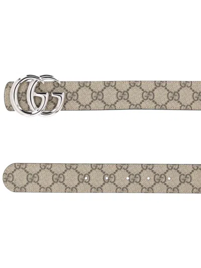 Gucci Reversible Belt "gg Marmont" In Gray