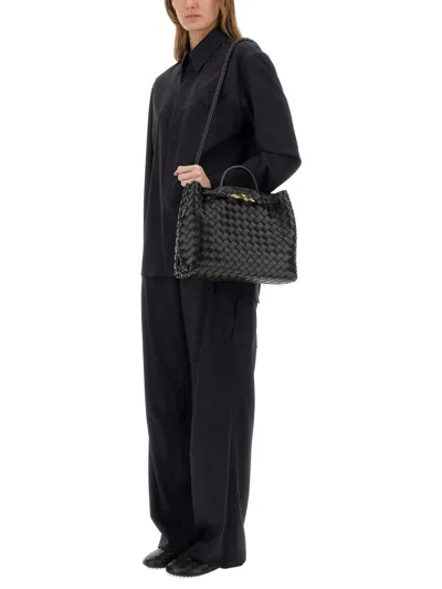 Bottega Veneta High Waist Cargo Trousers Featuring Pockets In Black