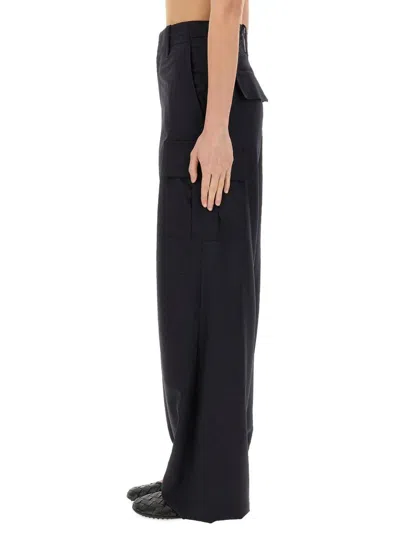 Bottega Veneta High Waist Cargo Trousers Featuring Pockets In Black