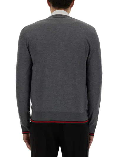 Gucci Men Web Pattern Cardigan In Gray