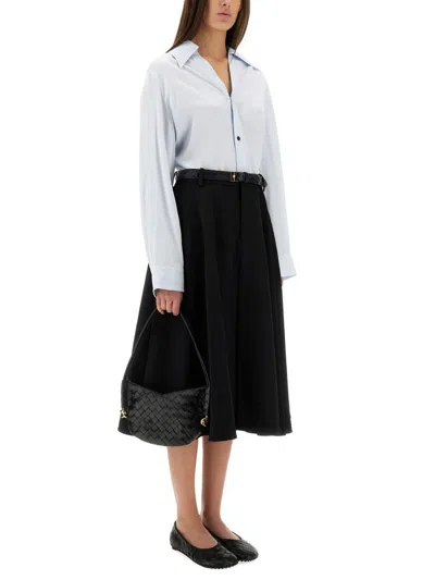 Bottega Veneta Grain De Poudre Wool Skirt In Black