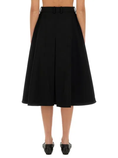 Bottega Veneta Grain De Poudre Wool Skirt In Black