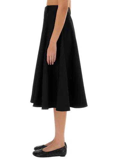 Bottega Veneta Grain De Poudre Wool Skirt In Black