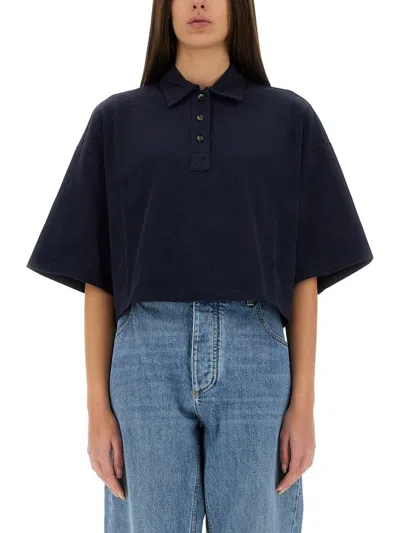 Bottega Veneta Cotton Pique Polo Shirt In Black