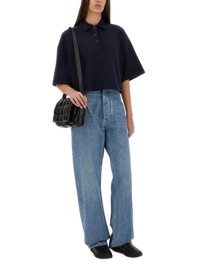 Bottega Veneta Cotton Pique Polo Shirt In Black