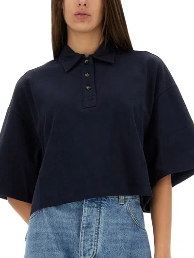 Bottega Veneta Cotton Pique Polo Shirt In Black