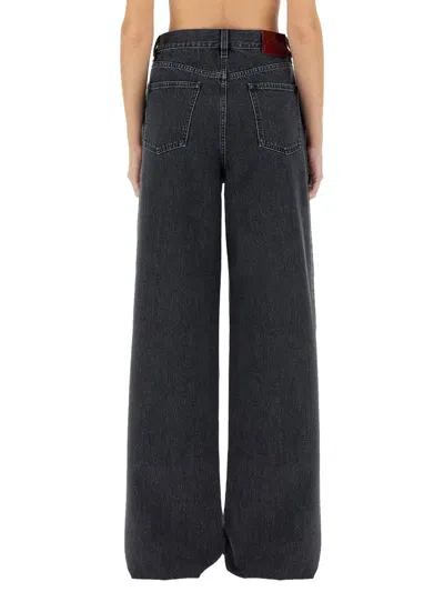 Gucci Wide Leg Denim Pants In Gray