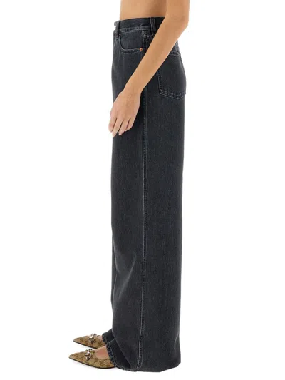 Gucci Wide Leg Denim Pants In Gray