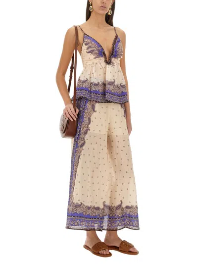 Zimmermann Maxine Paisley Crop Ramie Wide Leg Pants In Neutral
