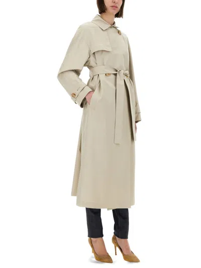 Max Mara Long "strench" Trench Coat In Neutral