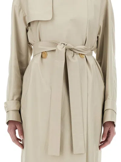 Max Mara Long "strench" Trench Coat In Neutral