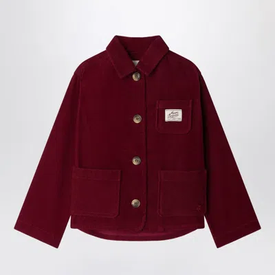 Bonpoint Corduroy Edith Jacket With Embroidered Cherry In Red