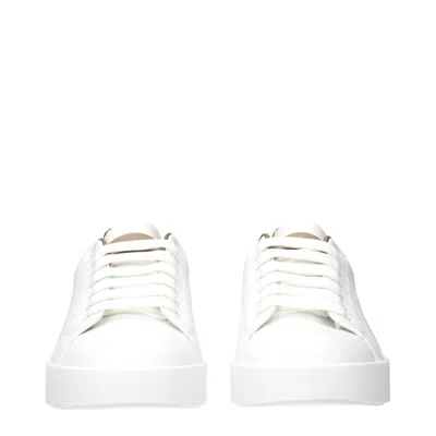 Dolce & Gabbana Portofino Leather Sneakers In White