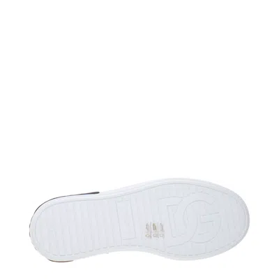 Dolce & Gabbana Portifano Panelled Leather Sneakers In White