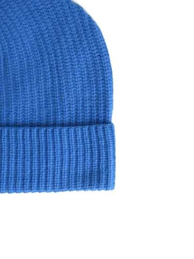 Seven Gauge Ribbed Turn-up Beanie In Blue