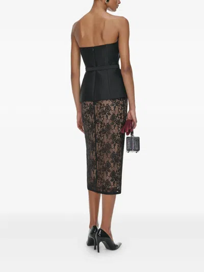 Self-portrait Self Portrait Black Floral Lace Midi Skirt In Multi