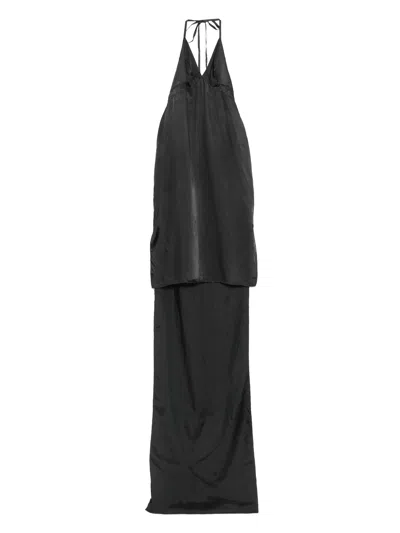 Federico Cina Halter-neck Maxi Dress In Gray
