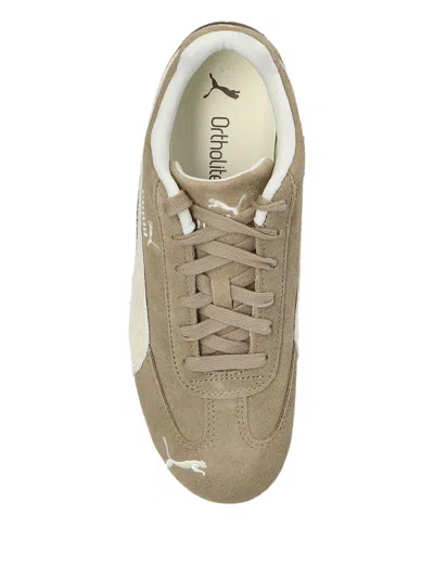 Puma Speedcat Elevated Beige Sneakers With Logo Print On The Side And Logo Lettering On The Side In Suede In Multi