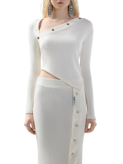 Gcds Long-sleeved Ribbed Top With Snap Buttons
