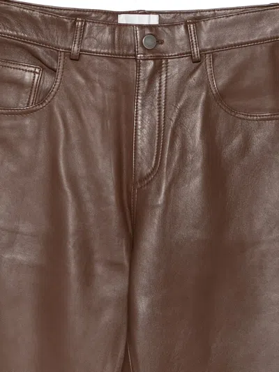 Haikure Five-pocket Leather Pants In Brown