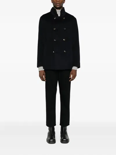 Montecore Double Breasted Coat In Black