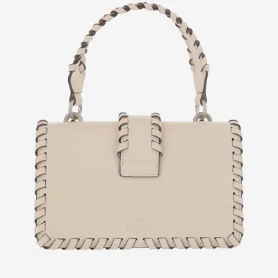 Pinko Mini Love Leather Handbag In White
