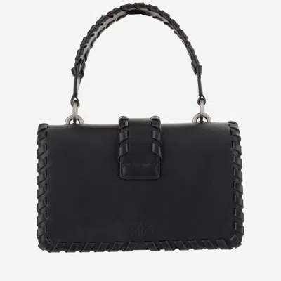 Pinko Mini Love Leather Handbag In Black