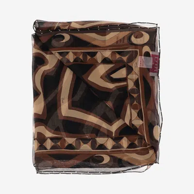 Pucci Emilio  Printed Silk Scarf In Brown