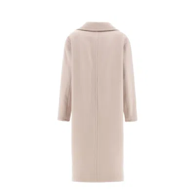 Herno Double-breasted Wool Coat With Sophisticated Lapel In Neutral