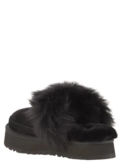 Ugg Disquette Chalet Suede And Sheepskin Slippers In Black