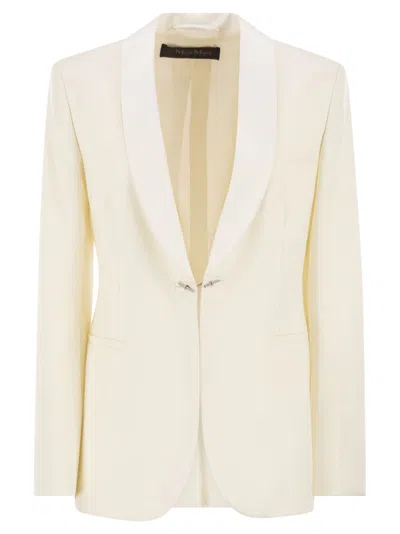 Max Mara Satin-trimmed Virgin Wool Gabardine Blazer In Neutral