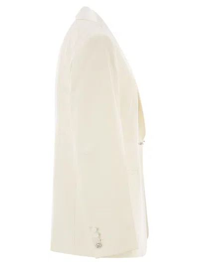 Max Mara Satin-trimmed Virgin Wool Gabardine Blazer In Neutral