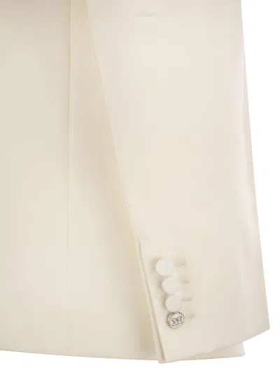 Max Mara Satin-trimmed Virgin Wool Gabardine Blazer In Neutral
