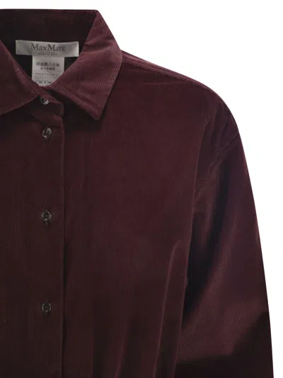 Max Mara Maxmara Fertile Velvet Shirt Bodysuit In Burgundy
