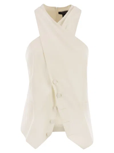 Max Mara Maxmara Selva Wool Gabardine And Satin Waistcoat In Neutral